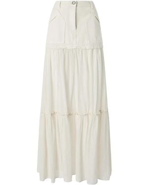 Pinko Tiered Maxi Skirt - White