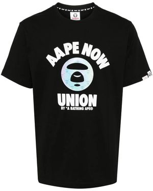 Aape By A Bathing Ape Graphic-Print Cotton T-Shirt - Black