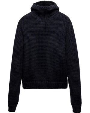 Prada Hooded Wool Jumper - Blue