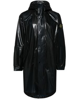 Stone Island Metallic Run Hooded Raincoat - Black