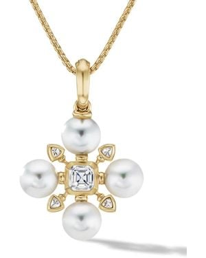 David Yurman 18Kt Renaissance Pearl And Diamond Necklace (20Mm) - Metallic