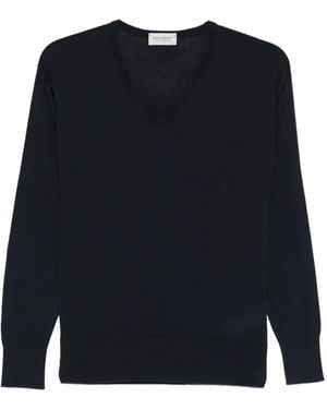 John Smedley Anne V-Neck Jumper - Blue