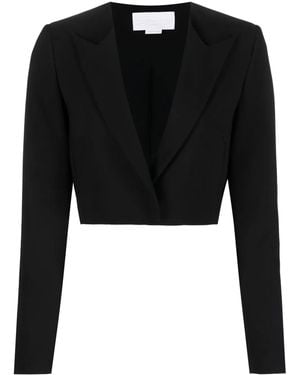 Genny Cropped Peak-Lapel Blazer - Black
