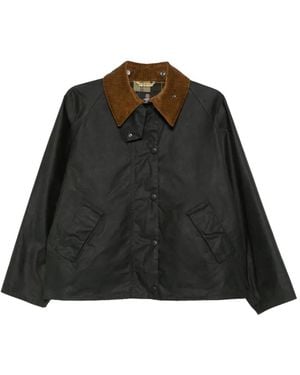 Barbour Corduroy-Collar Waxed Jacket - Black