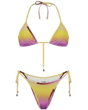 The Attico Gradient-Effect Triangle Bikini - Metallic