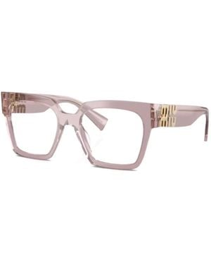 Miu Miu Eckige Brille mit Logo - Pink