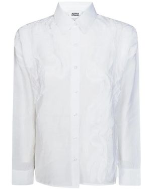 Alpha Studio Voile Ruffled Shirt - White