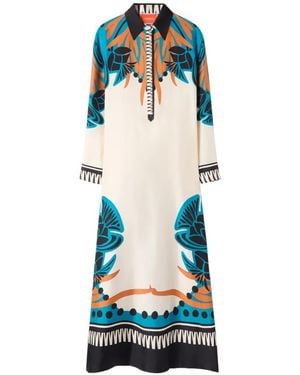 La DoubleJ Floral Placed Maxi Dress - White