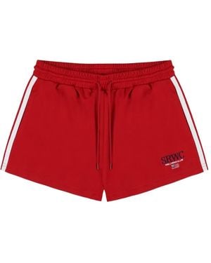 Sporty & Rich Roller Stripe Detail Shorts - Red