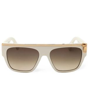Moschino Zip-Detail Rectangle-Frame Sunglasses - Natural
