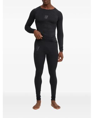 Compressport Perforated Logo-Print Leggings - Black