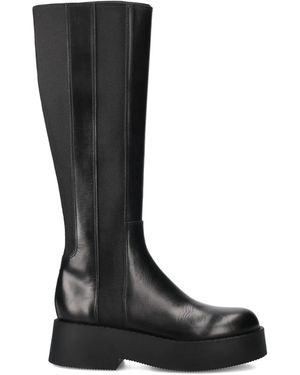 Premiata Elasticated-Panels Leather Boots - Black