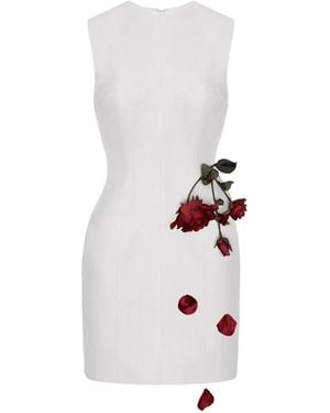 Cristina Savulescu Rose-Appliqué Sleeveless Mini Dress - White