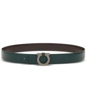 Ferragamo Gancini Buckle Reversible Belt - White