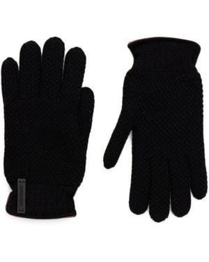 Paul & Shark Logo-Patch Chunky-Knit Gloves - Black