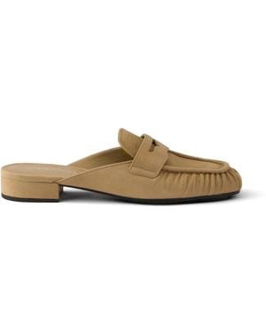 Prada Suede Mules - Natural