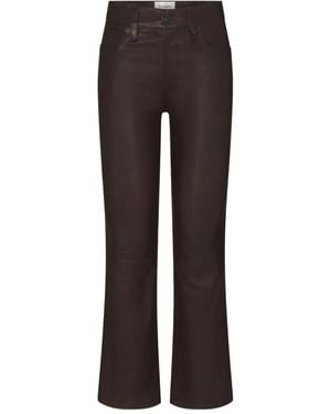 FRAME Pantalon En Cuir À Coupe Évasée - Marron