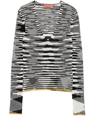 Missoni Striped-Pattern V-Neck Jumper - Black