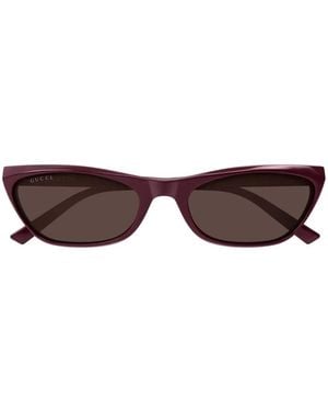 Gucci Geometric-Frame Sunglasses - Brown