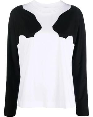 Krizia Two-Tone Long-Sleeve T-Shirt - Black
