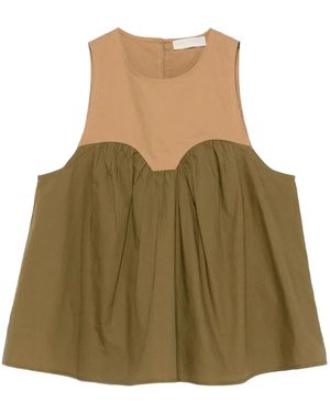 Ulla Johnson Colour-Block Gathered Top - Green