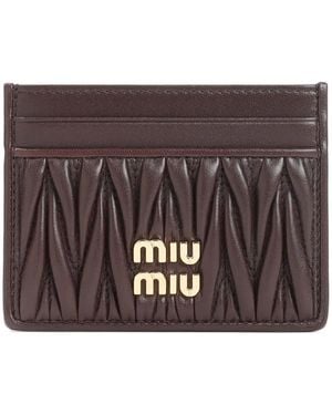 Miu Miu Matelassã Nappa Leather Card Holder - Brown
