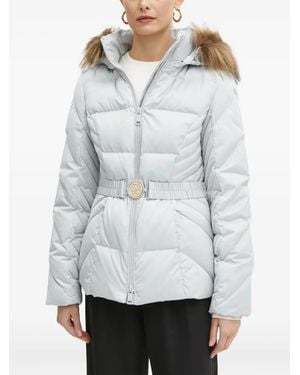 Guess Fur-Trimmed Belted Puffer Jacket - Gray