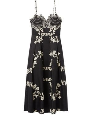 Claudie Pierlot Floral-Embroidered Midi Dress - Black