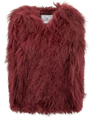 Martha Louis Mongolian-Fur Gilet - Red
