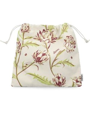 Loewe Kleine Artichoke Clutch Met Trekkoord En Bloemenprint - Wit