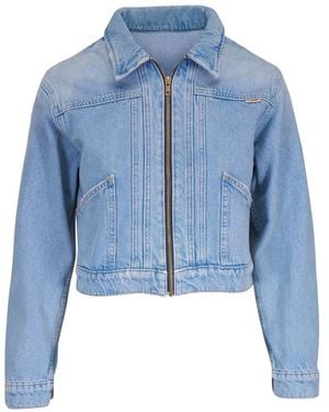 Mother Zip-Up Denim Jacket - Blue