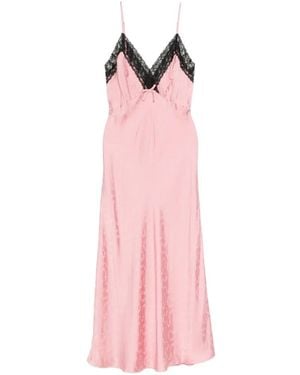 RIXO London Alberta Lace-Trim Jacquard Maxi Dress - Pink