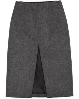 Prada Wollen Mini-Rok Met Split - Grijs