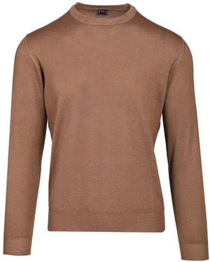 Fedeli Crew-Neck Wool Sweater - Brown