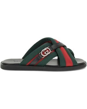 Gucci Maverik Criss-cross Web-stripe Sandals - グリーン