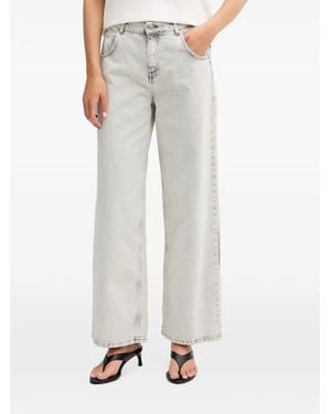 ViCOLO Acid-Wash Wide-Leg Jeans - Grey