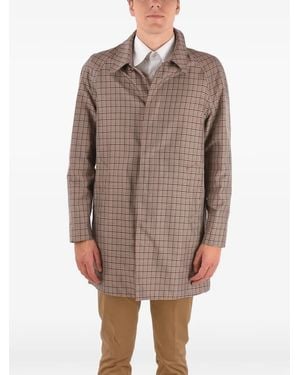 Corneliani Checked-Pattern Single-Breasted Coat - Brown