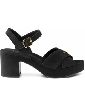 Prada Suede Platform Sandals - Black