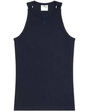 Courreges Buckle-Detail Ribbed Tank Top - Blue