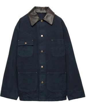 Prada レザーカラージャケット - ブルー