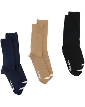 Universal Works Lot De Trois Paires De Chaussettes À Logo Imprimé - Noir