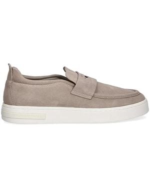 ARMANI EXCHANGE Suede Slip-On Sneakers - White