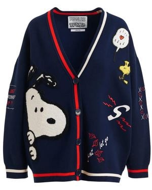 Essentiel Antwerp Peanuts Graphic-Print V-Neck Cardigan - Blue