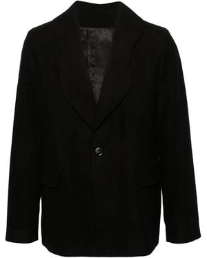 Séfr Curved-Lapels Single-Breasted Blazer - Black