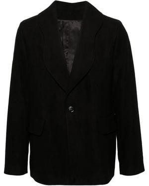 Séfr Curved-Lapels Single-Breasted Blazer - Black