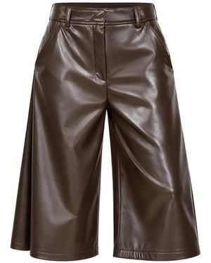 Marella Faux-Leather Culotte Trousers - Grey