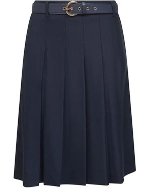 Max Mara Gimmy Pleated Belted Midi Skirt - Blue