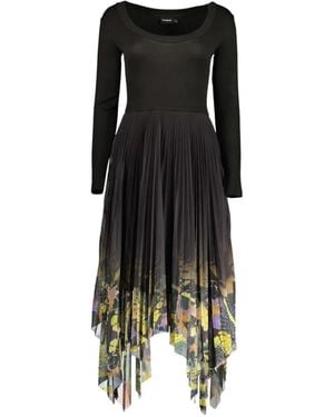 Desigual X M. C. Lacroix Pleated Floral-Print Midi Dress - Black