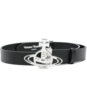 Vivienne Westwood Orb-Buckle Leather Belt - White