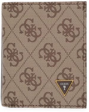 Guess Milano Monogram-Print Logo-Plaque Wallet - Brown